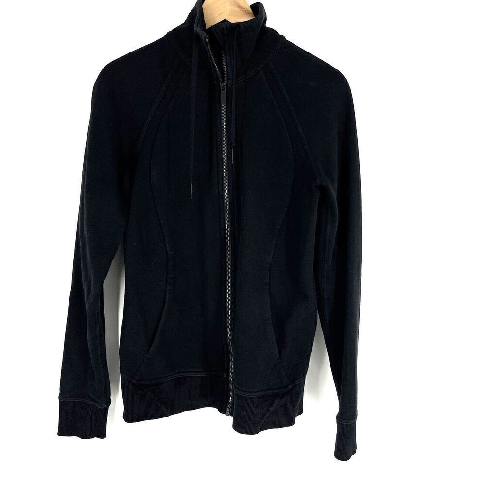 Lululemon Huddle & Hustle Jacket Size 6 Womens Black Full Zip Terry